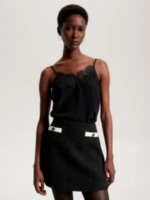 Camisola de renda com alças finas