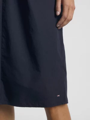 Vestido midi de popeline com detalhe torcido