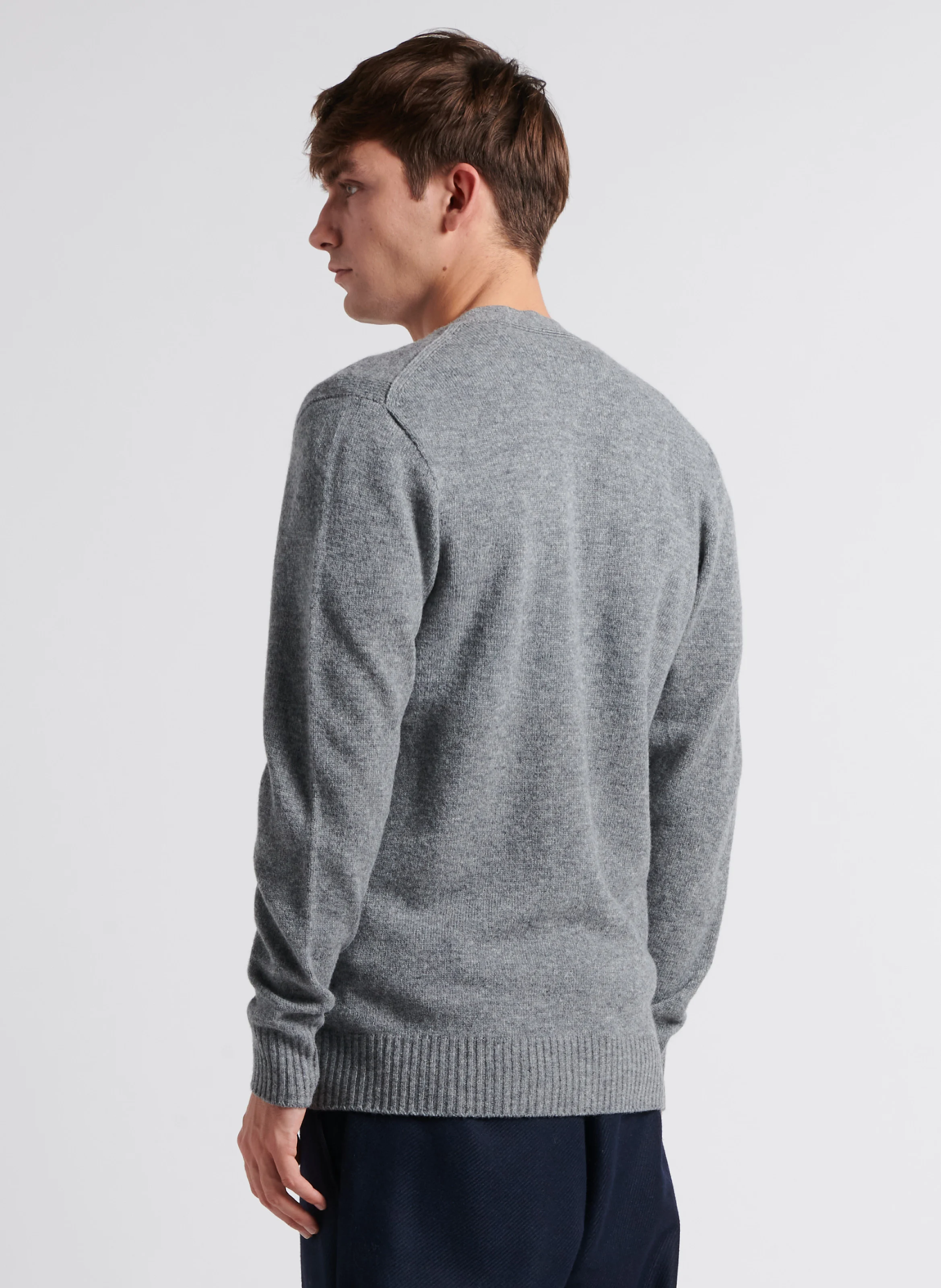 Cardigan droit encolure V en laine | Gris