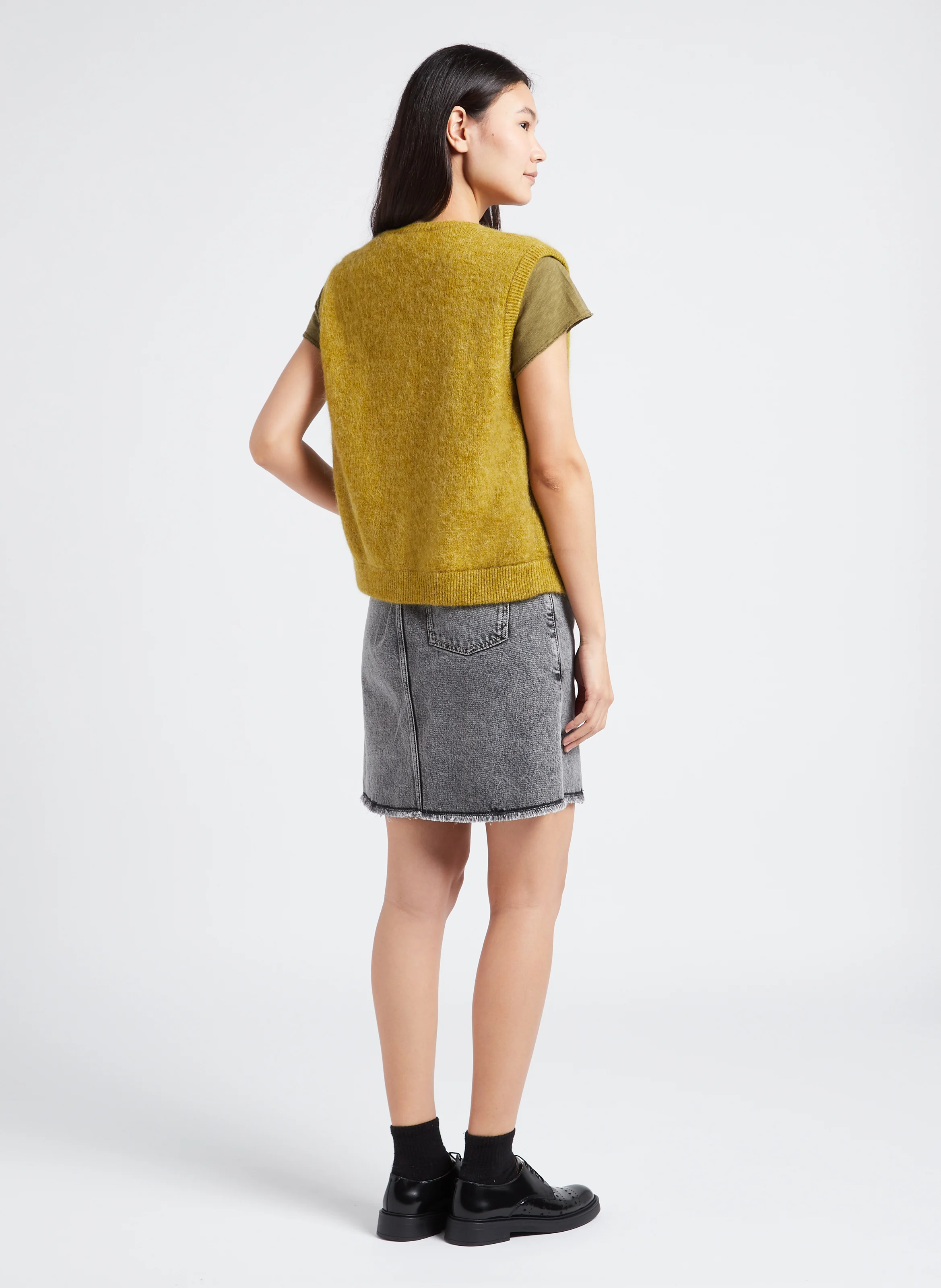 YOPDAY-B - Jupe courte droite en coton | Gris
