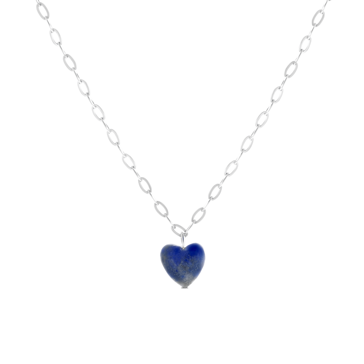 Stalen ketting met hartje lapis