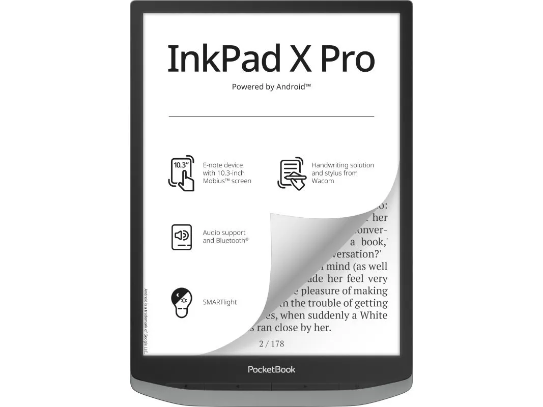 PocketBook InkPad X Pro - eBook læser - Android 8.1 (Oreo) - 32 GB - 10.3