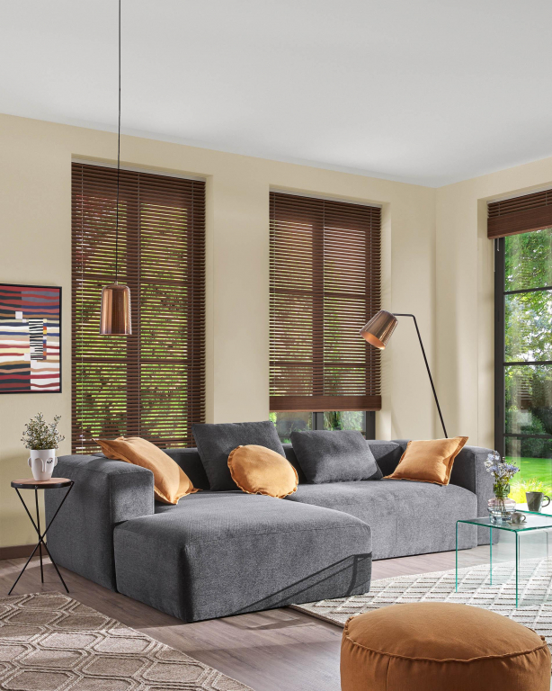 Kave Home Blok 3-zits bank met chaise longue links green corduroy