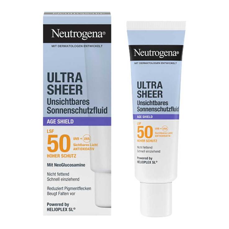 Neutrogena Ultra Sheer unsichtbares Age-Shield Sonnschutzfluid LSF50, 50 ml