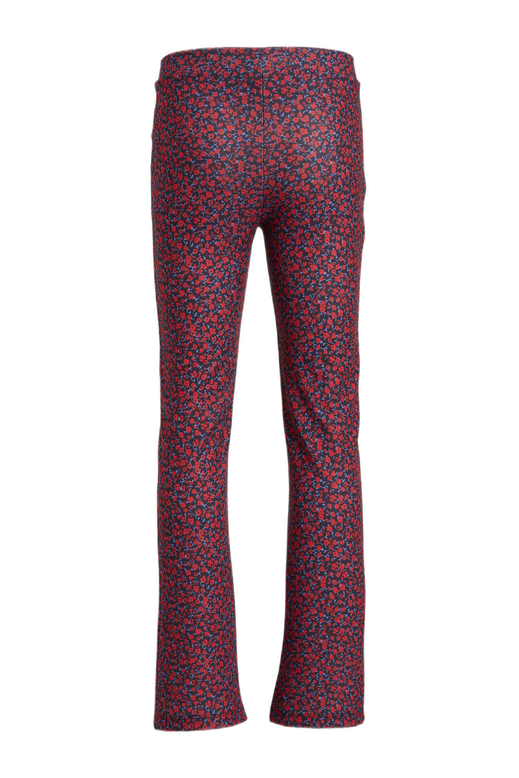 anytime flared broek met bloemenprint rood/blauw