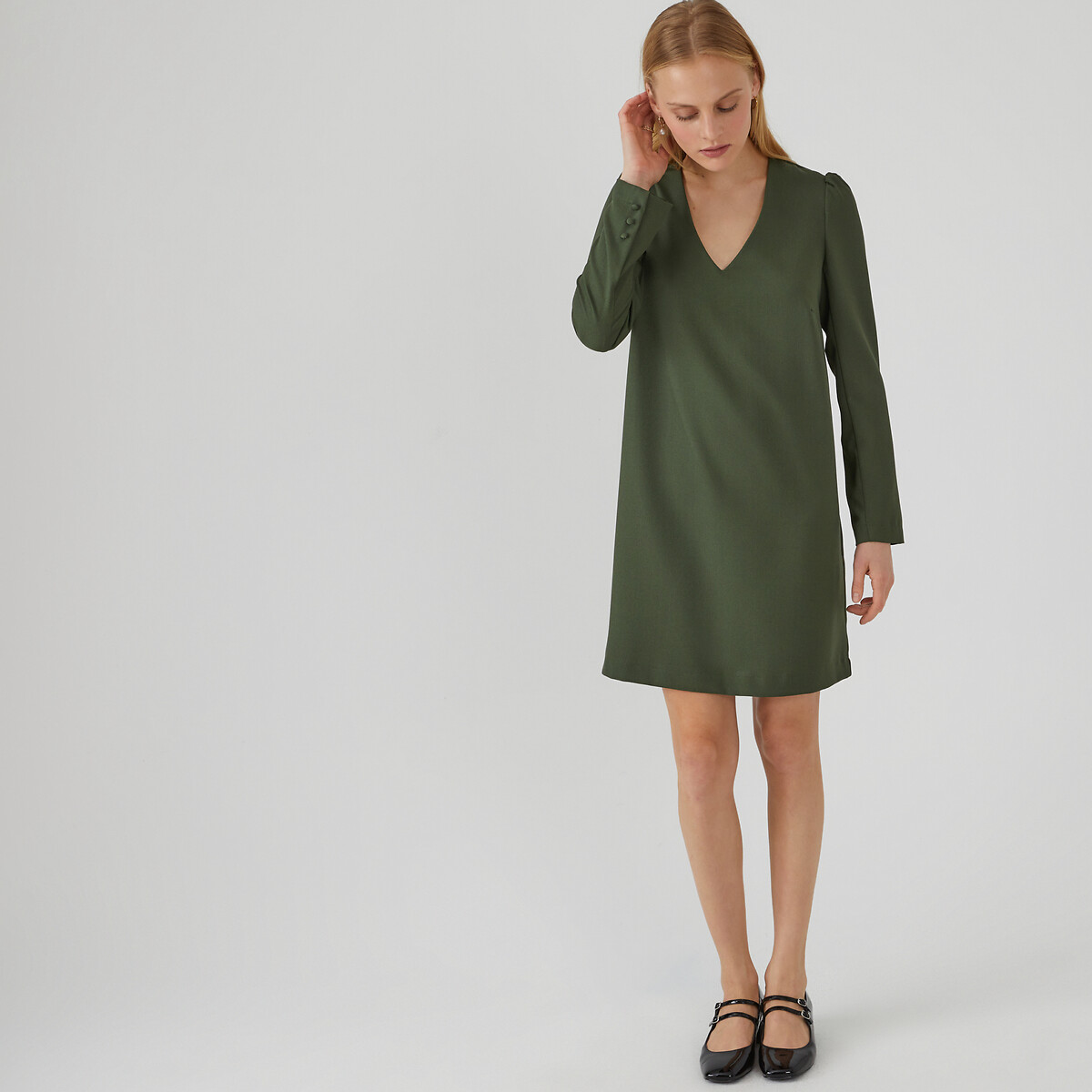 COLEÇÕES LA REDOUTE<br>Vestido reto em poliéster reciclado La Redoute x You