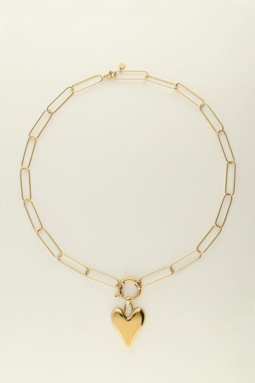 Schakelketting met groot hart bedel