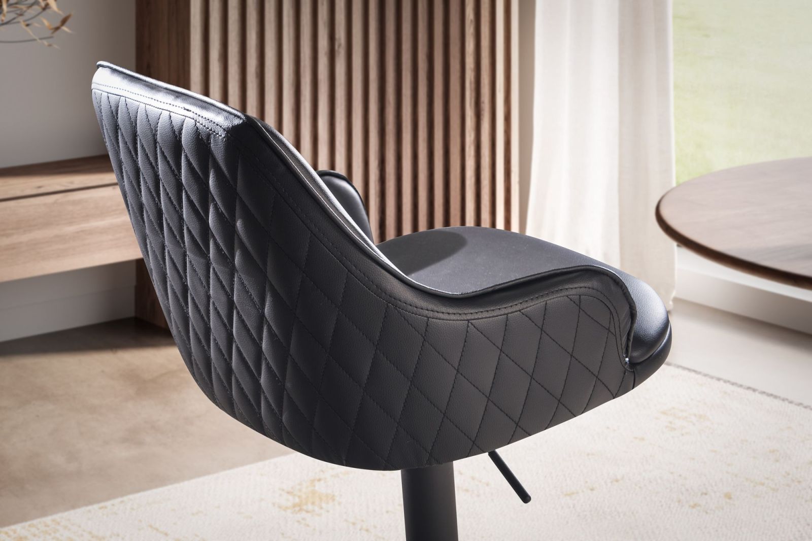 Barhocker - schwarz - Kunstleder - höhenverstellbar