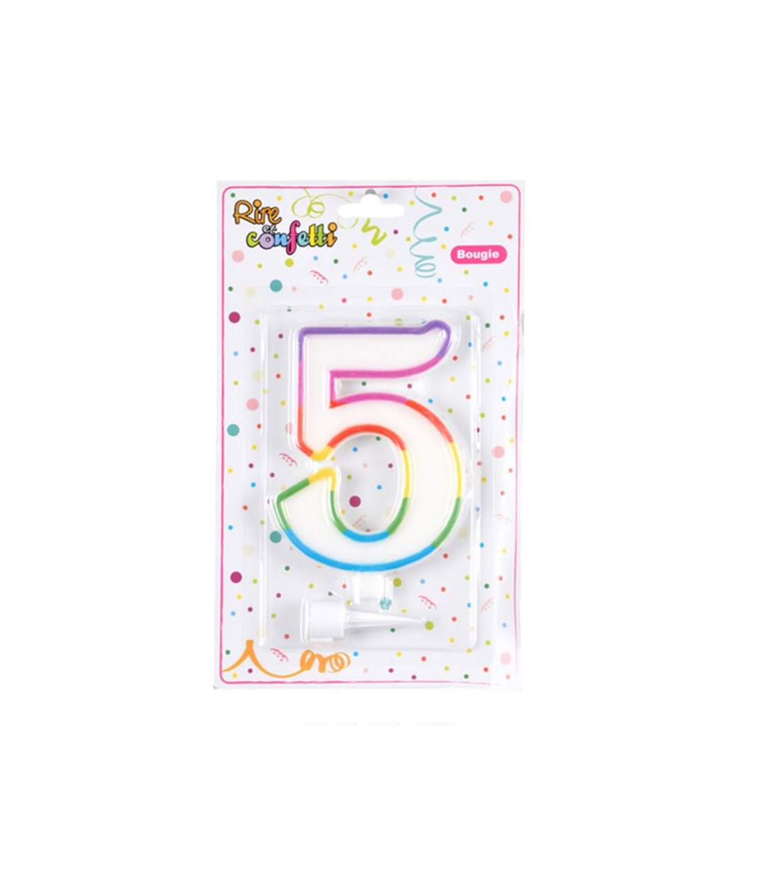 Paris Prix - Bougie D'anniversaire chiffre 5 10cm Multicolore