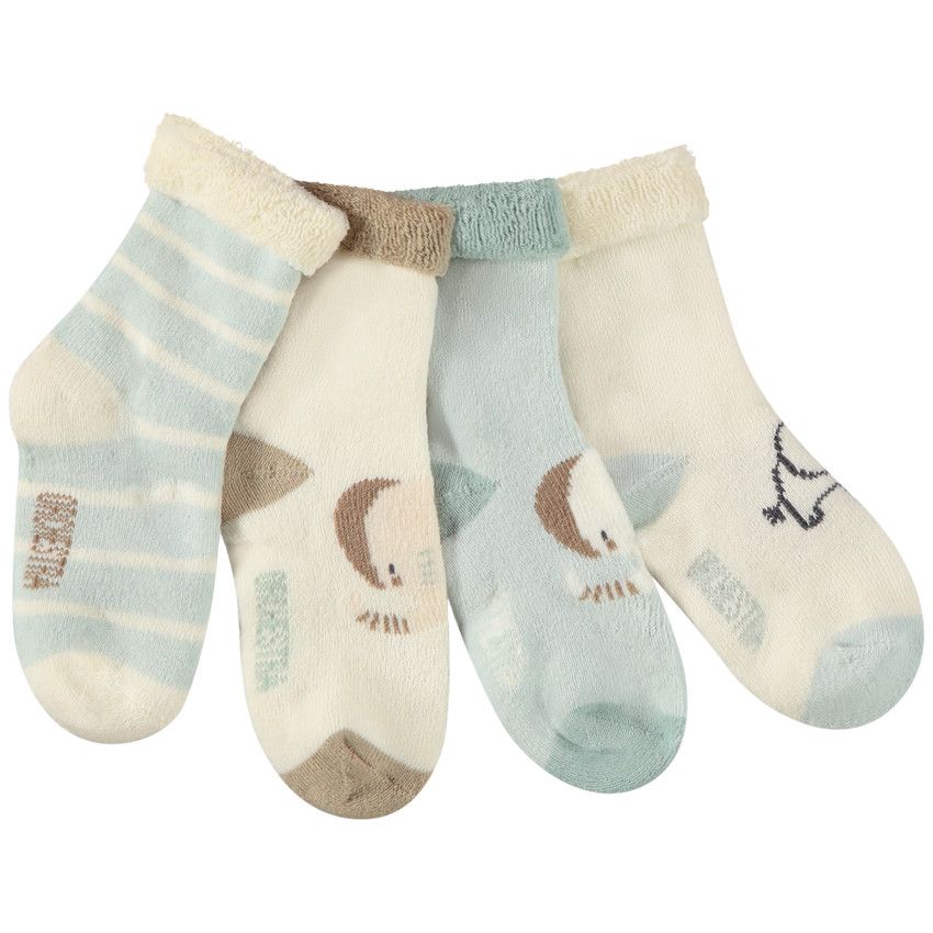 Lot de 4 paires de chaussettes bouclettes pour bébé garçon - Vert