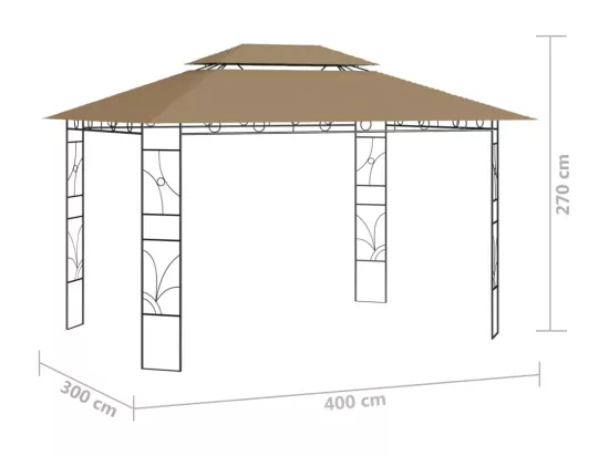 Belvédère 4x3x2,7 m Taupe 160 g/m²