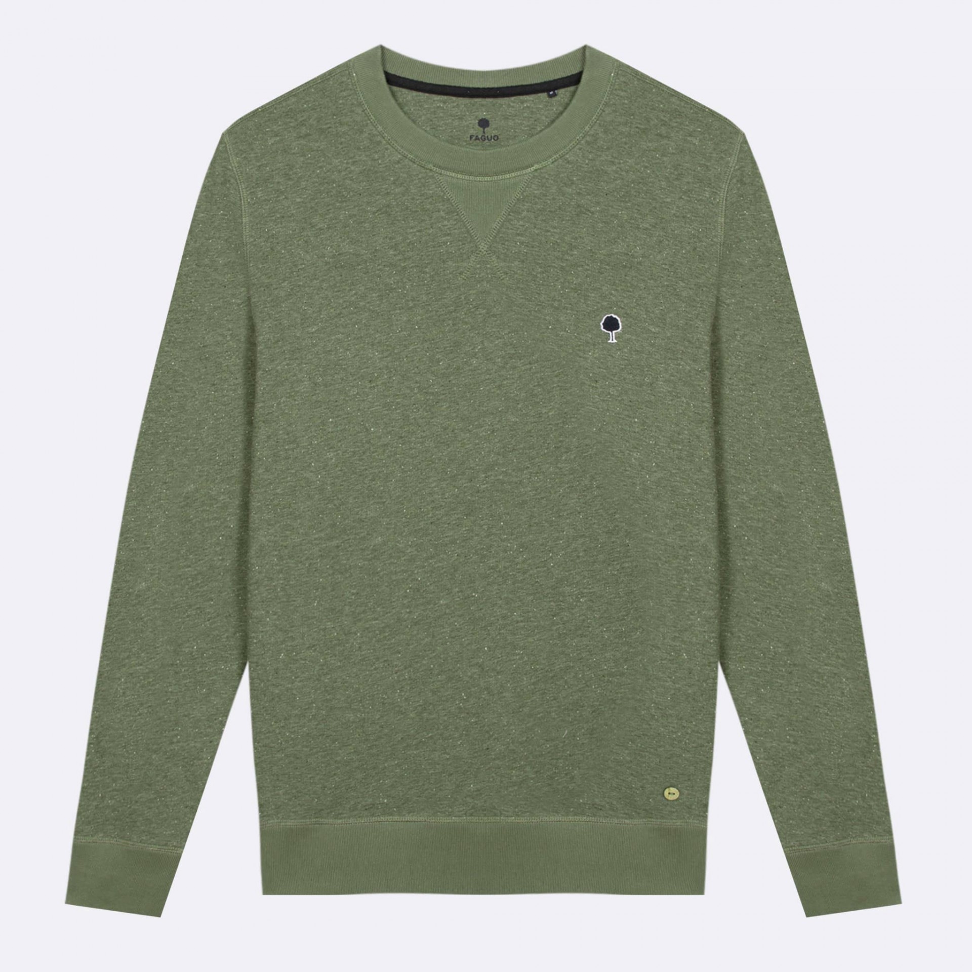 Sweat col rond kaki coton et coton recyclé - modèle Donon