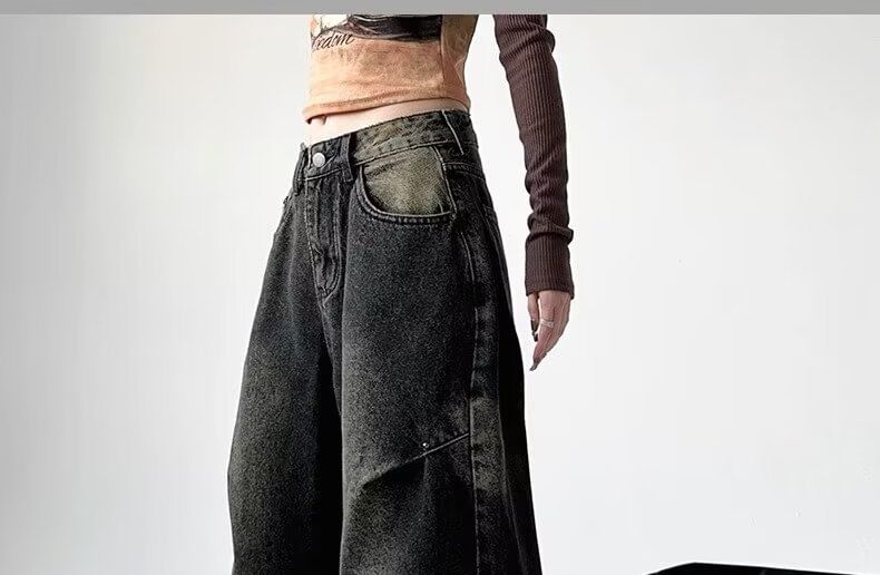 CosmoCorner - Lage taille gewassen wijde jeans
