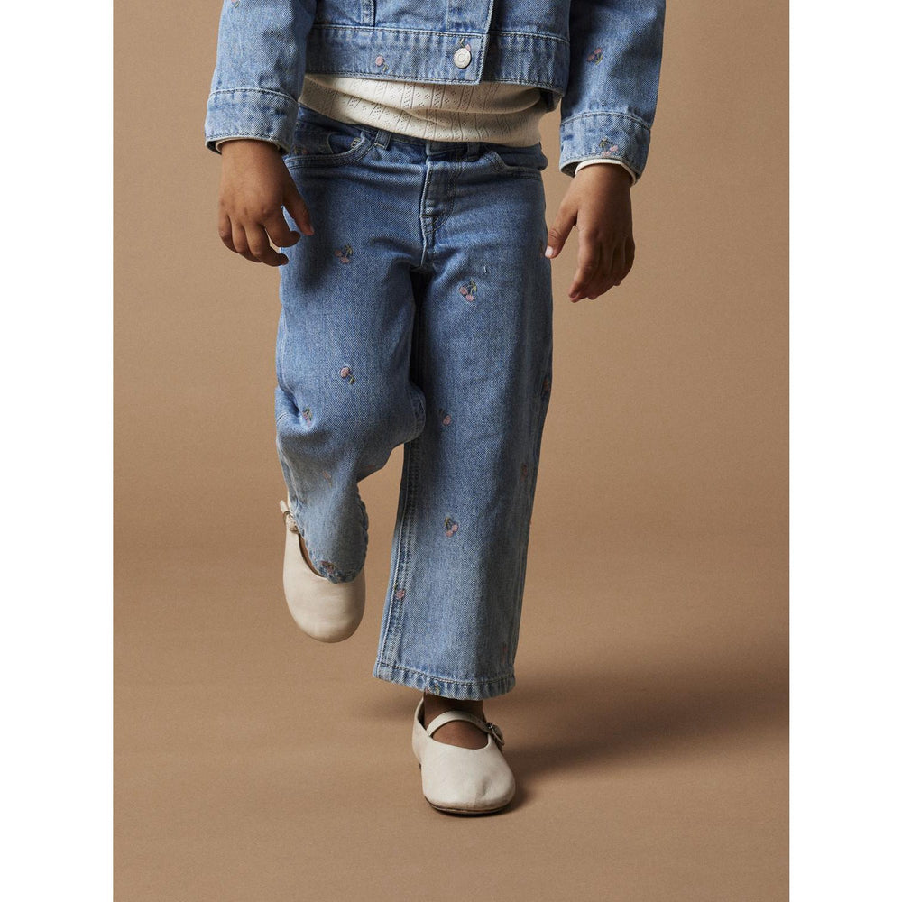 Køb Name It Light Blue Denim Rose Wide Jeans
