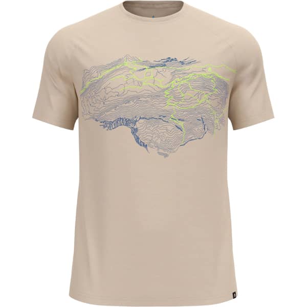 T-shirt randonnée ODLO ASCENT PW 130 TOPOGRAPHY CREW NECK S/S SILVER CLOUD MELANGE