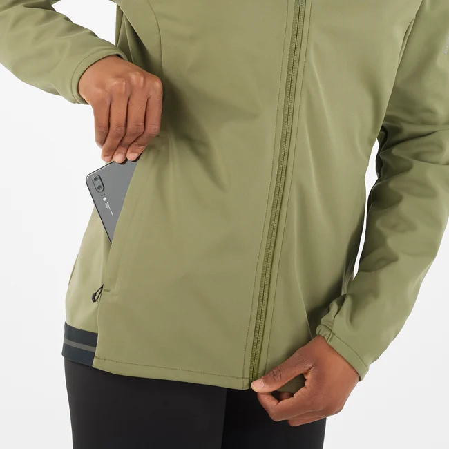 GORE TEX INFINIUM™ WINDSTOPPER®  Windjacke mit Kapuze durchgehendem Reißverschluss Damen DEEPLICHENGREEN