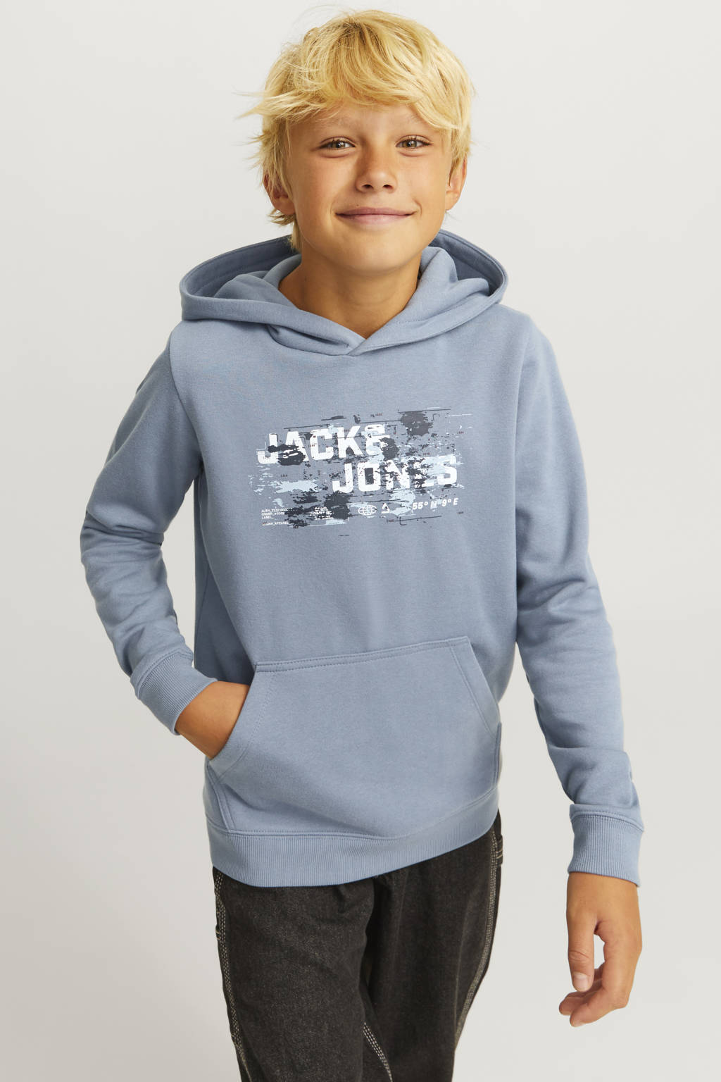 JACK & JONES hoodie JCOOUTDOOR lichtblauw
