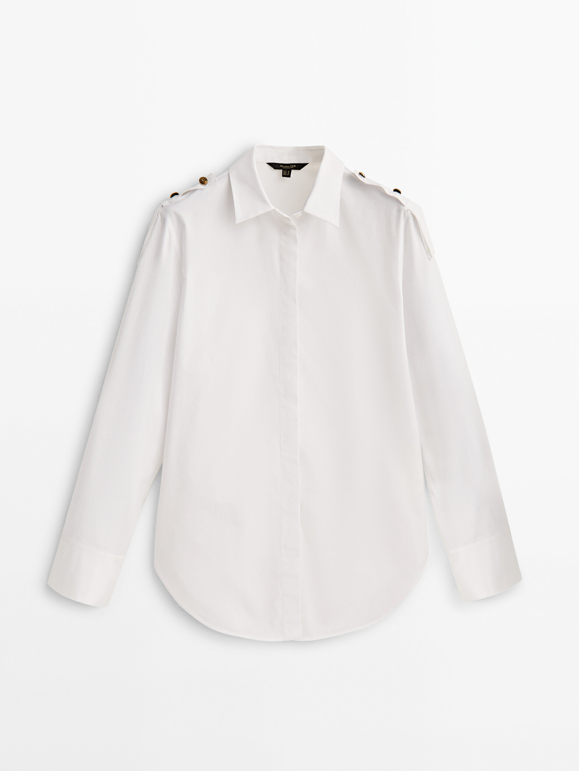 Camisa de popeline com detalhe de botão dourado - BRANCA