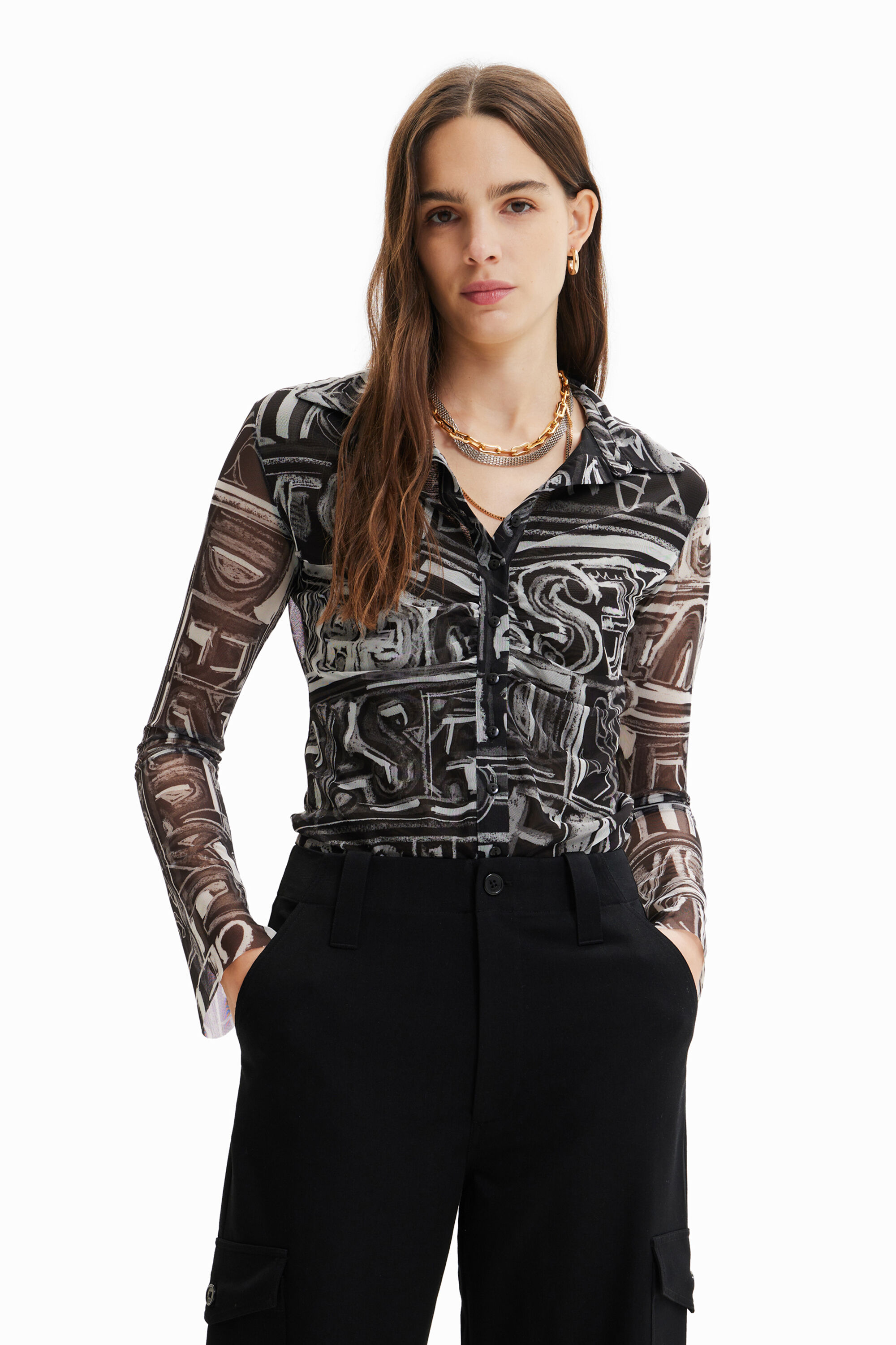 T-shirt court slim tulle