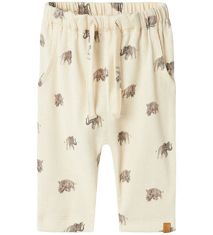 Lil' Atelier Hosen - Rib - NbmGavo - Turteltaube m. Print
