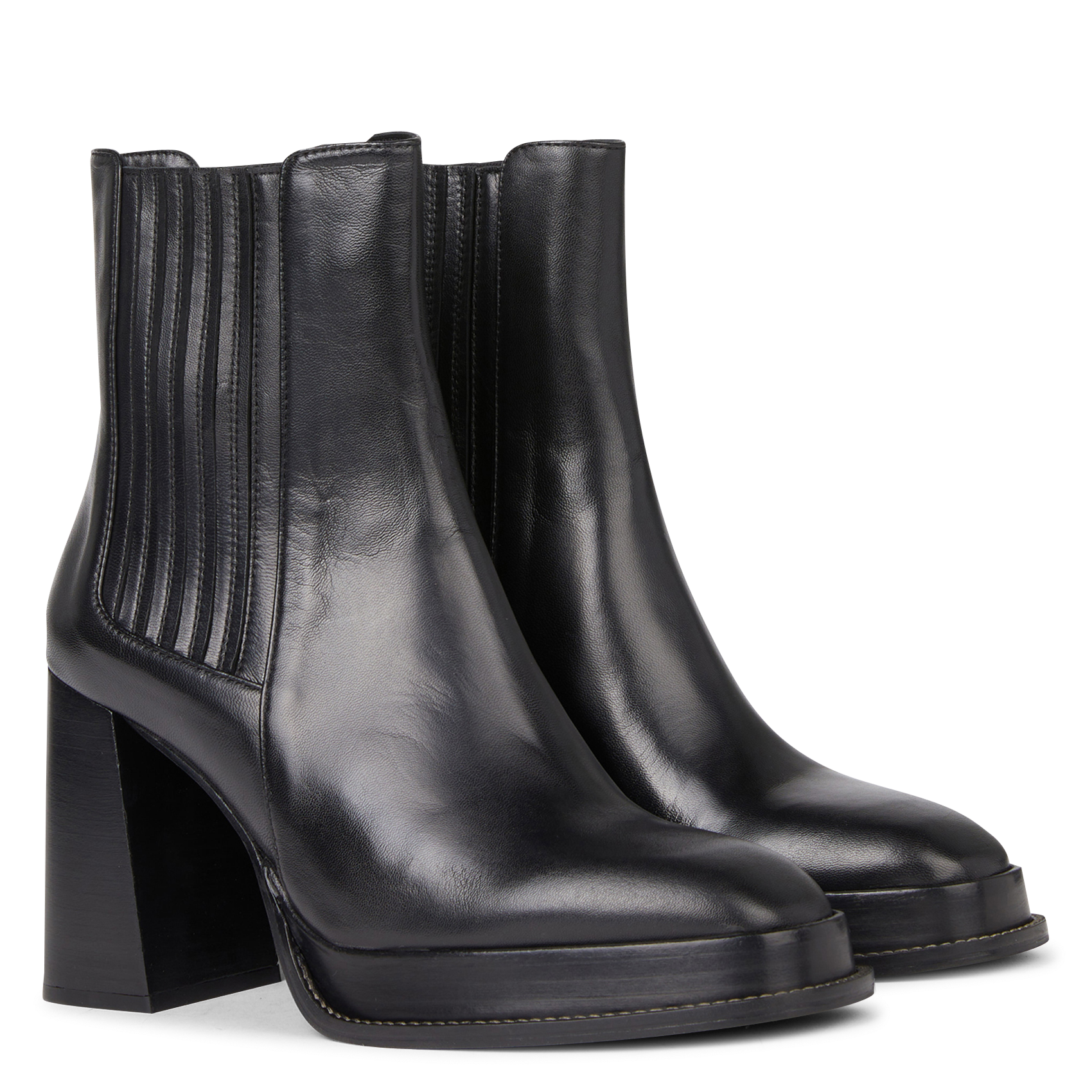 DEVA - Bottines à plateforme en cuir | Noir