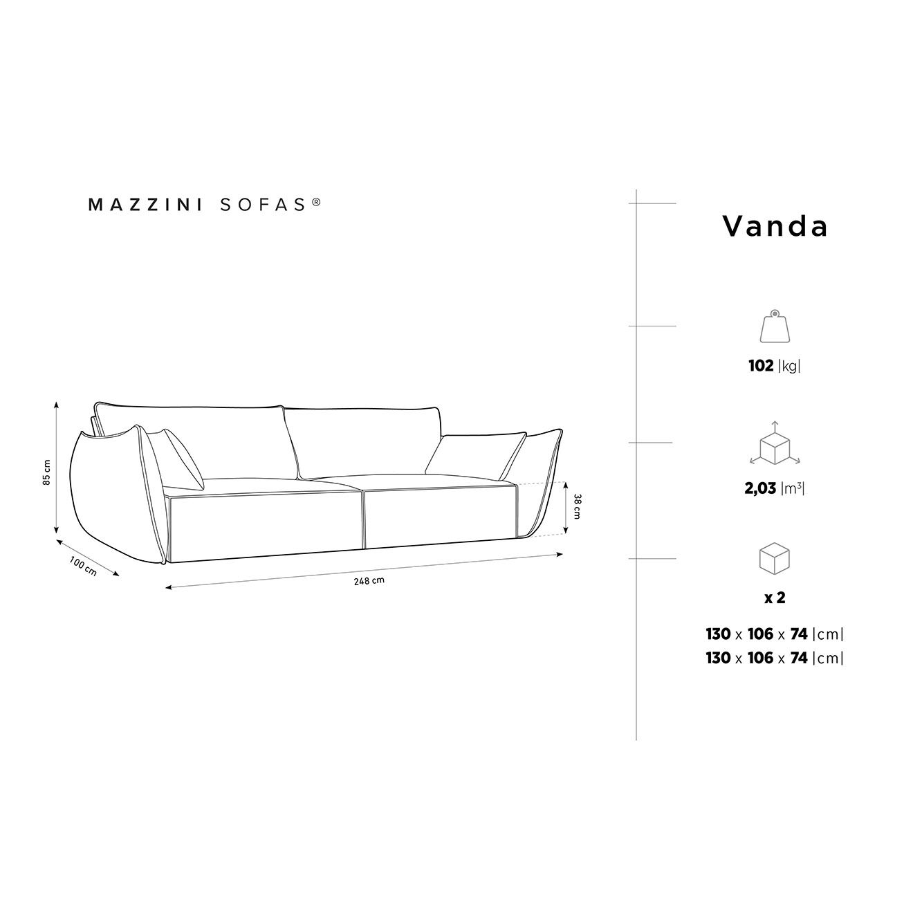 Mazzini Sofas Canapé Vanda 4 Places vert bouteille - 248x100x85 cm