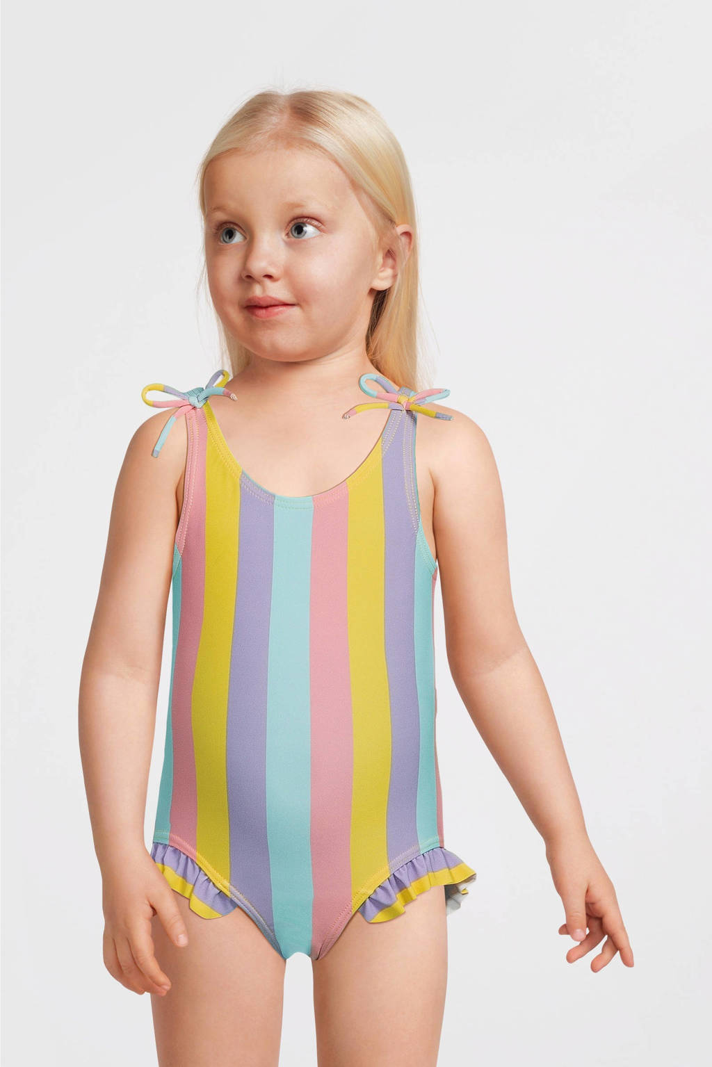 badpak met ruches geel/lila/lichtblauw/roze