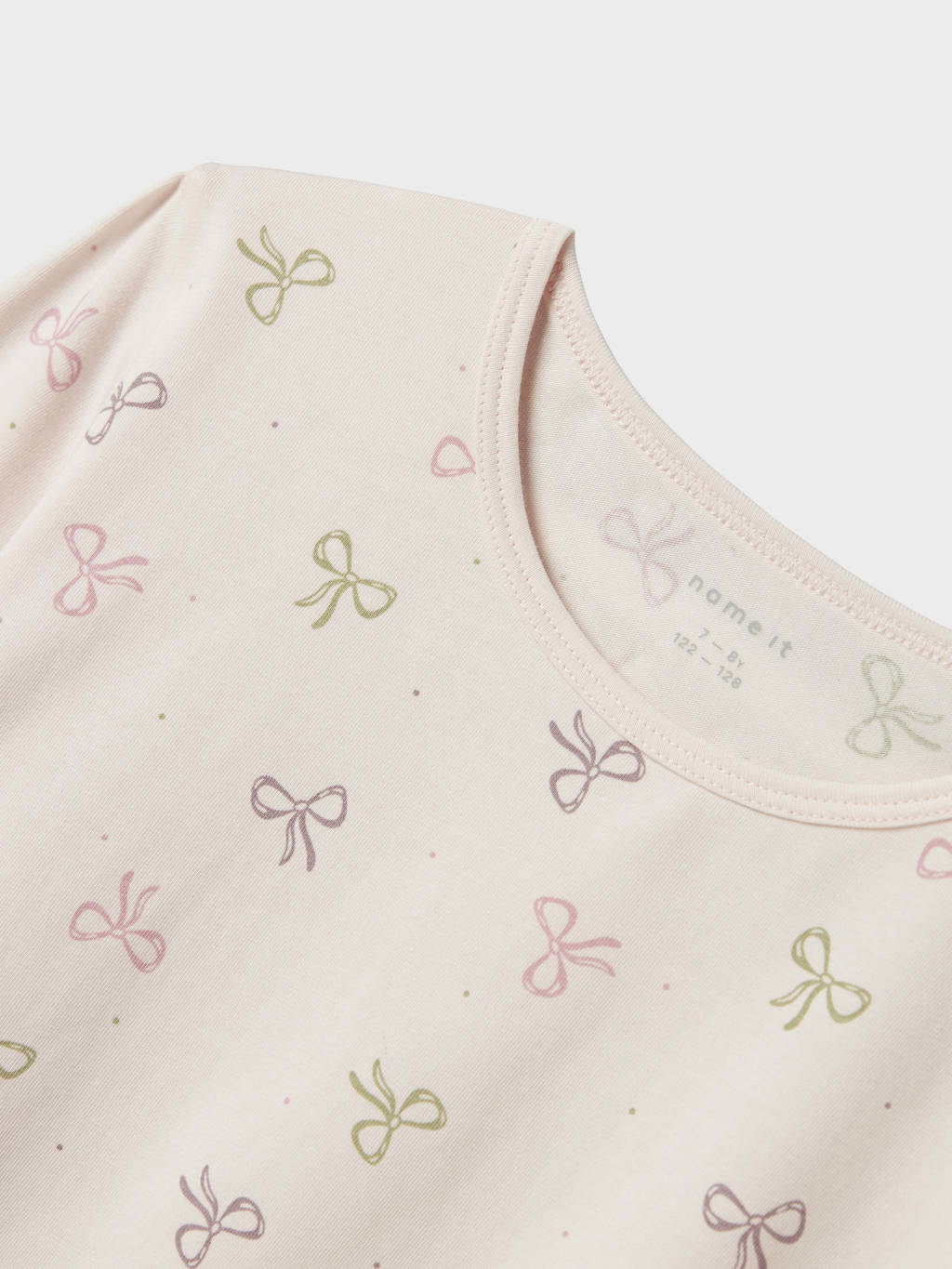 NAME IT pyjama Bow met all over print donkerroze/ecru