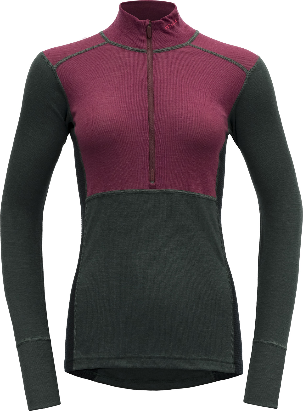 Lauparen Merino 190 Zip Neck Dame Beetroot/Woods/Ink