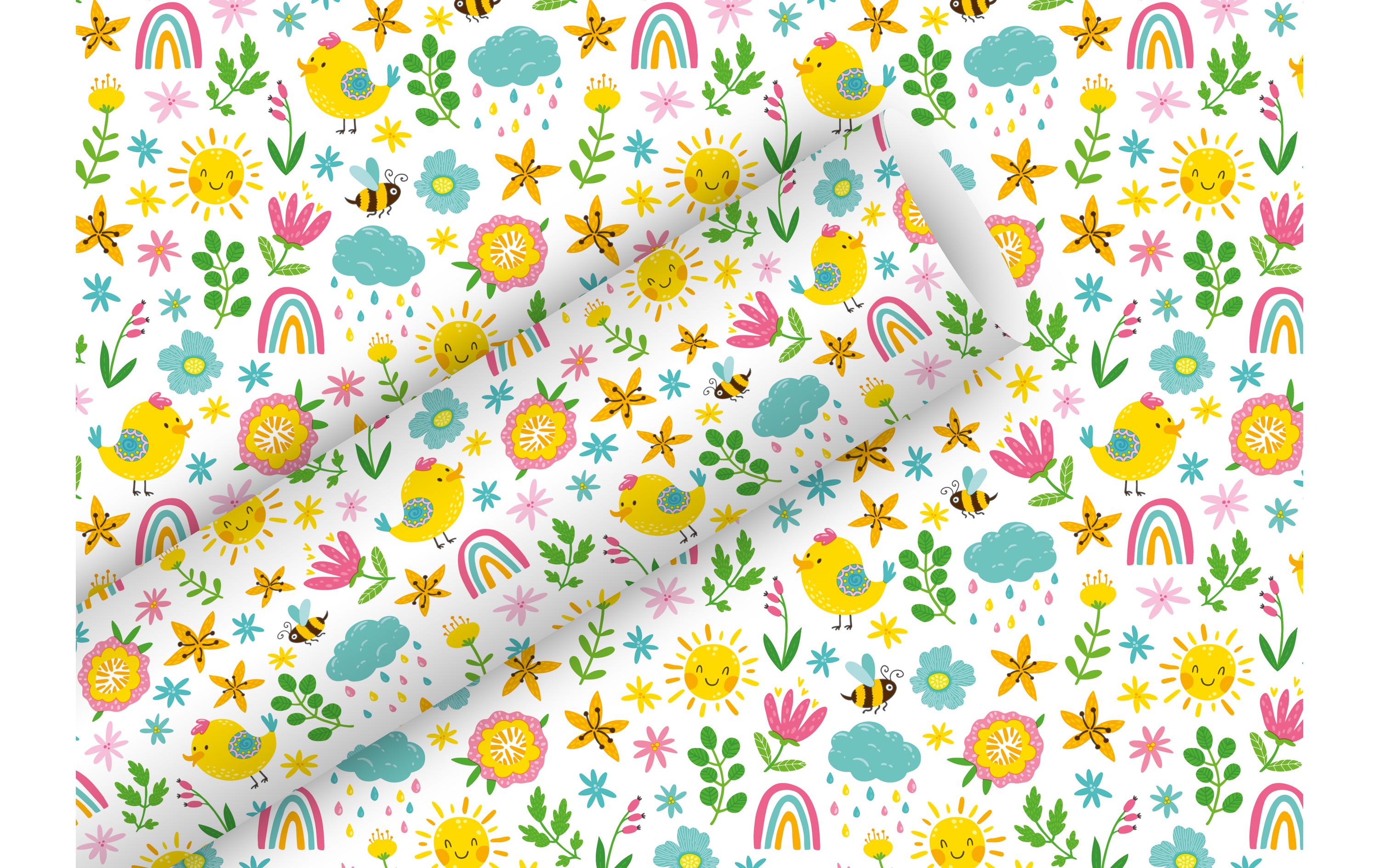 Geschenkpapier Hello Sunshine 2 m x 70 cm, MehrfarbigPapierrolle zum Einpacken von Geschenken