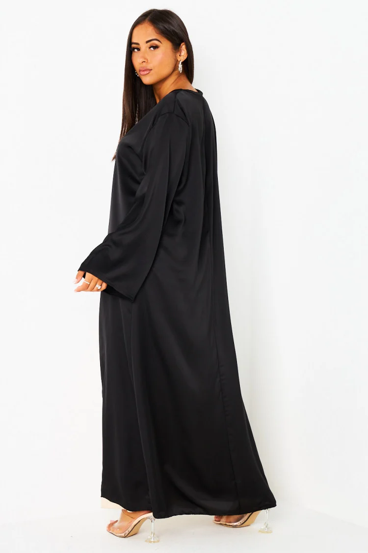 Ensemble 2 pièces blouse asymétrique noire + jupe beige