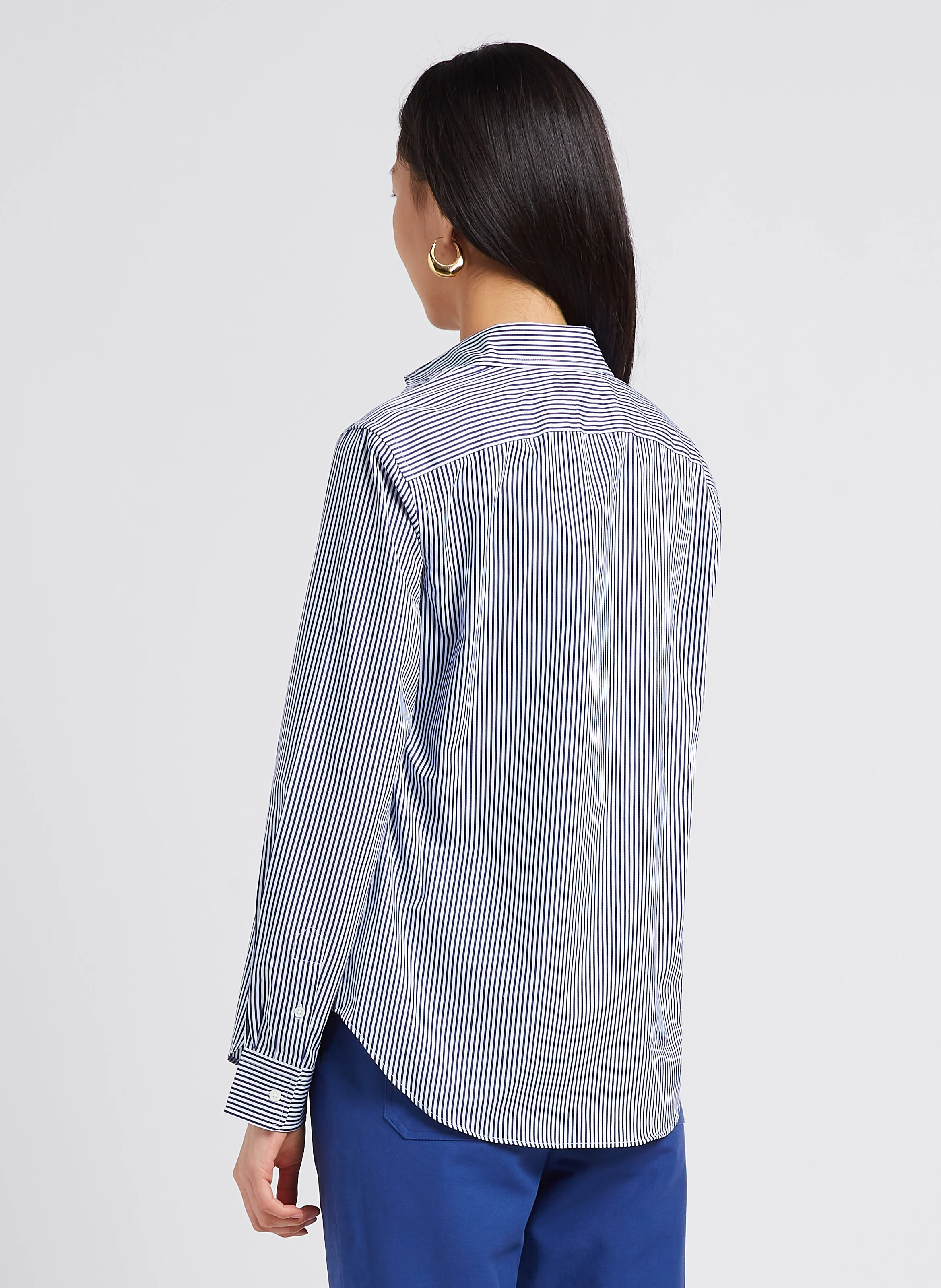 Chemise col classique rayée en coton | Rayé