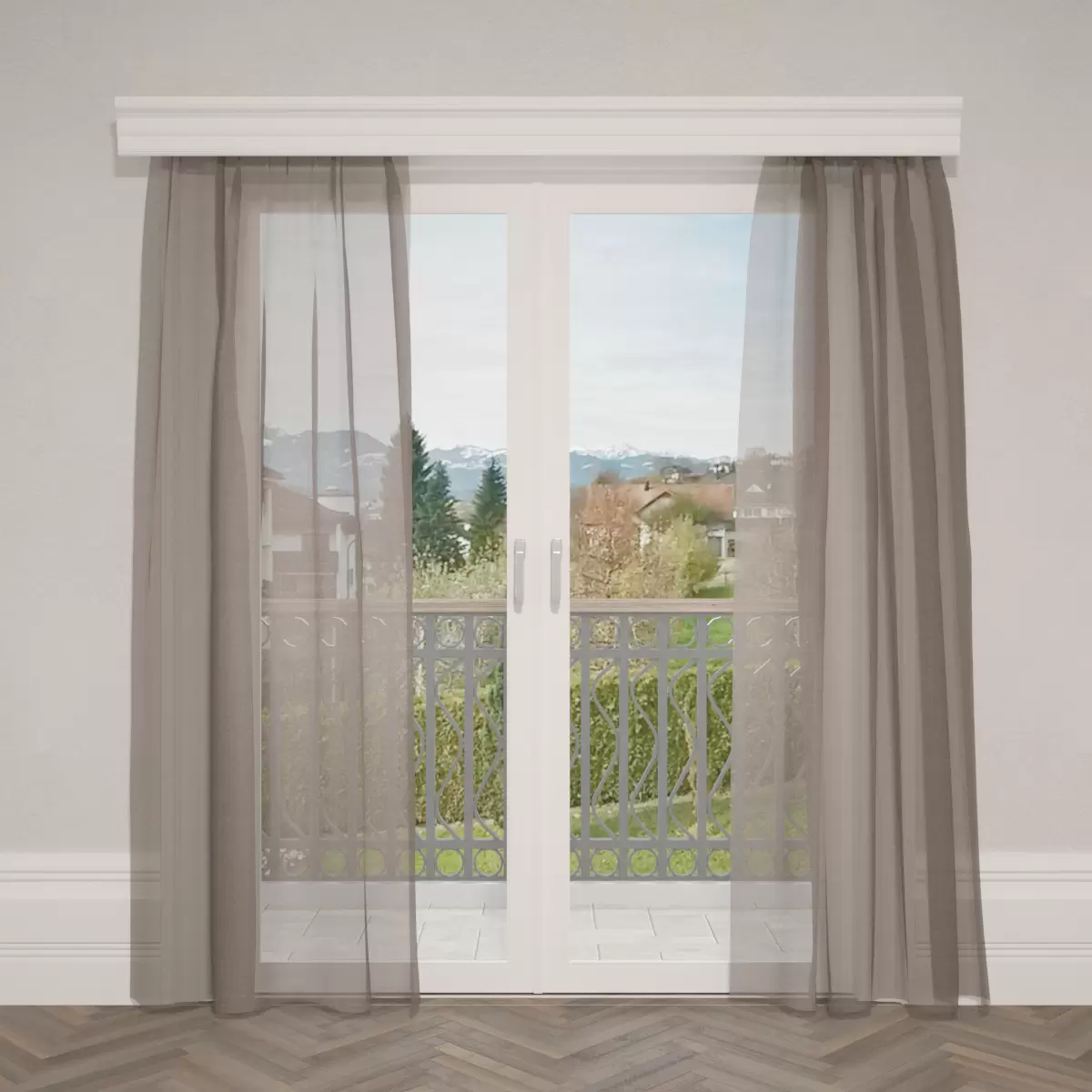 Tagvorhang Mousseline Dunkelbraun