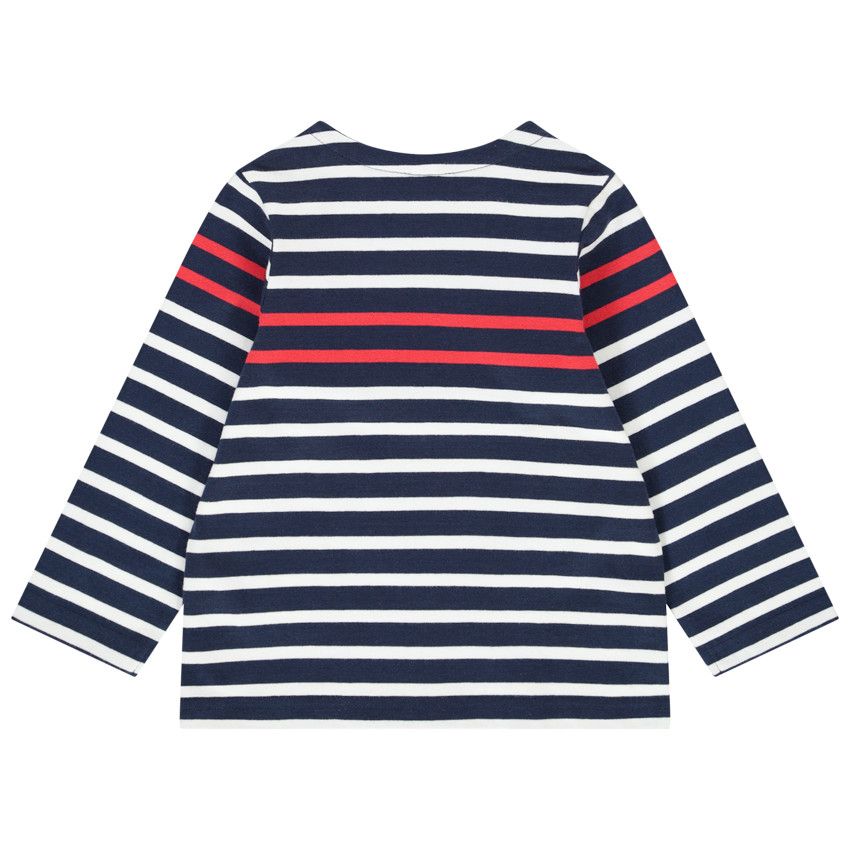 Marinière manches longues en jersey épais fantaisie pour bébé garçon - Bleu marine