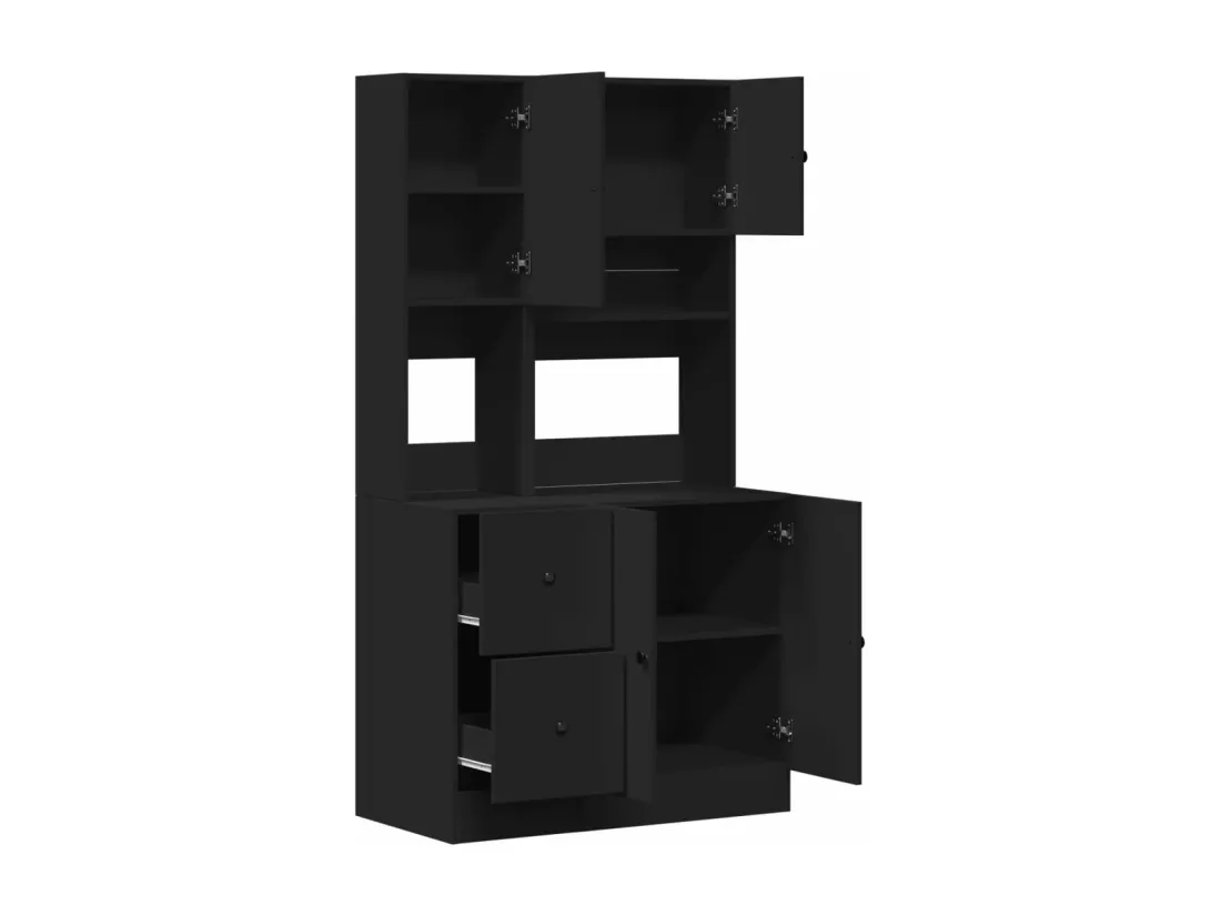 Armoire de cuisine noir 95x50x180 cm bois d'ingénierie
