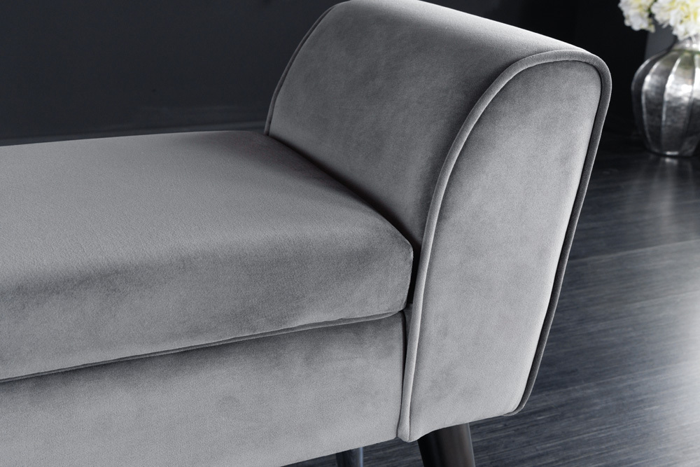 Design Sitzbank SCARLETT 90cm grau silber Samt