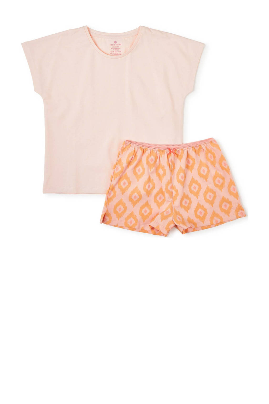 Little Label shortama met all over print roze/oranje