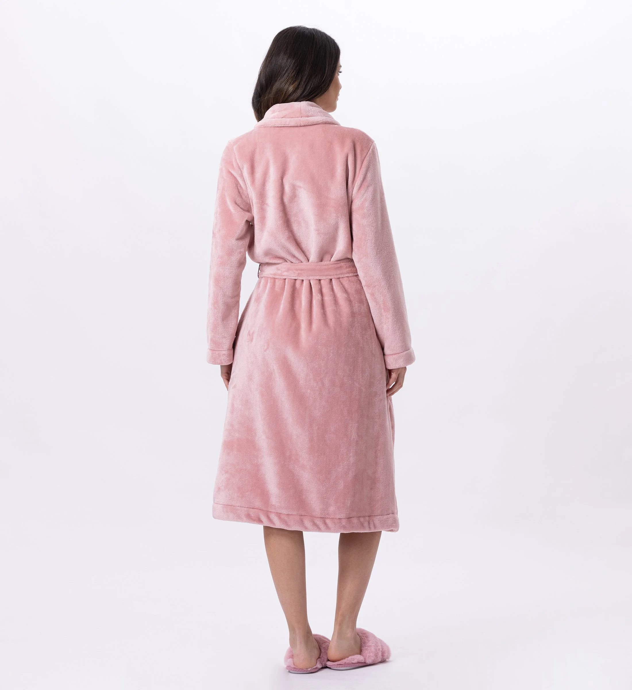 ESSENTIEL H61B - Peignoir en peluche flanelle | Rose
