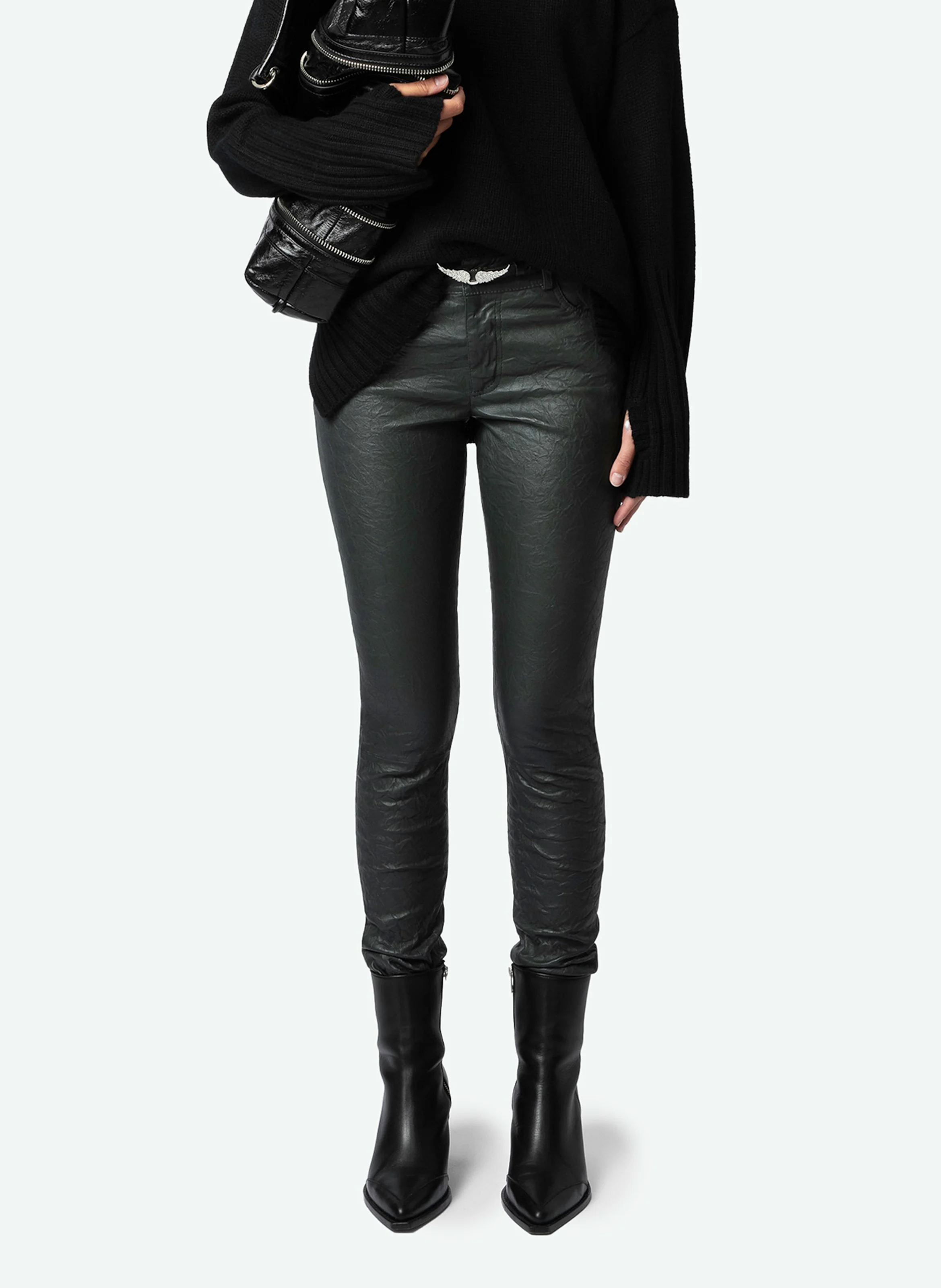 PHLAME - Pantalon slim en cuir | Vert