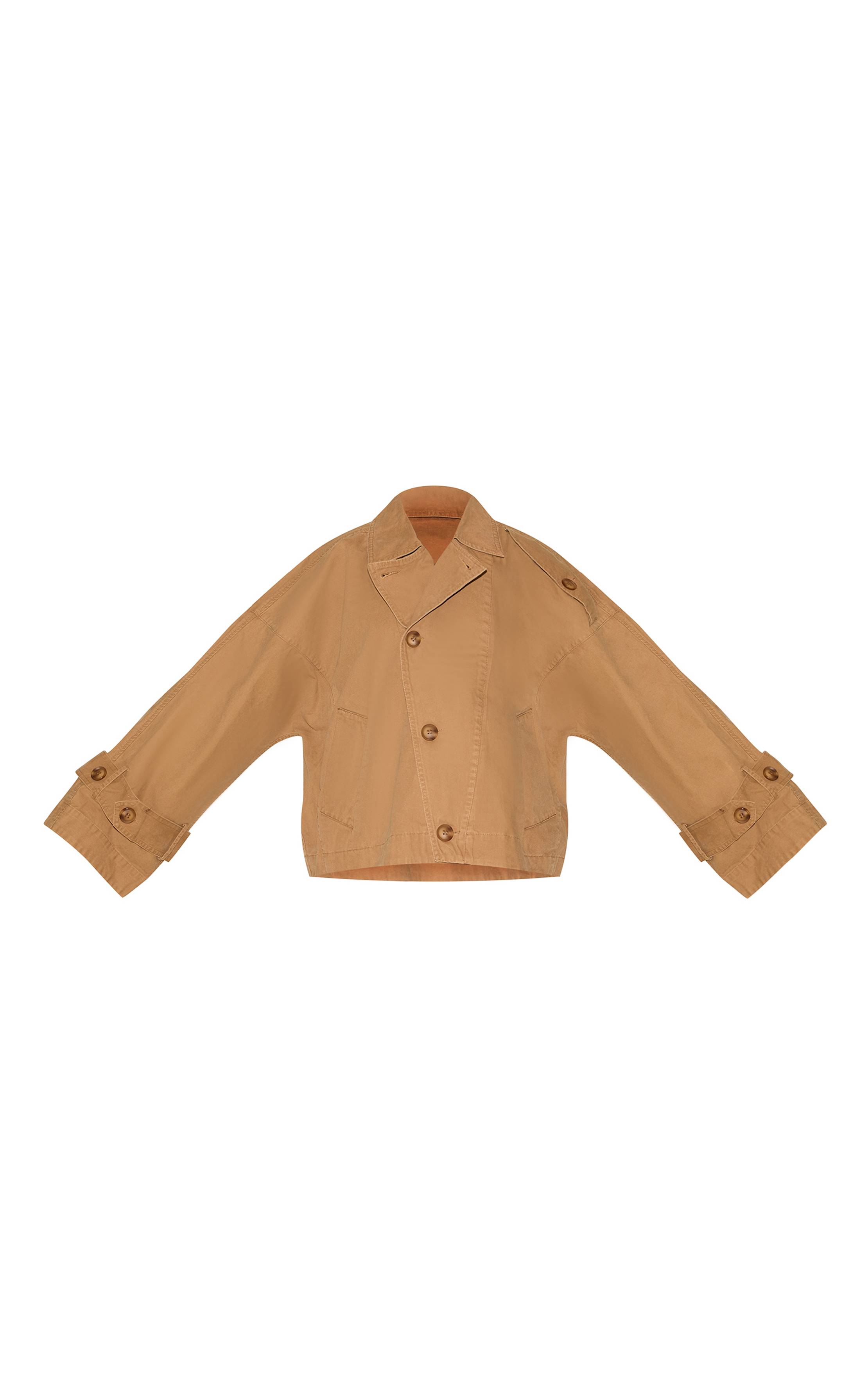 Taupe Trench-coat En Toile À Détail Cache-cœur