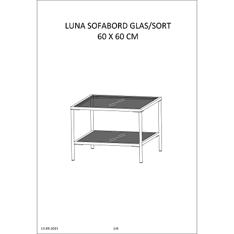 Luna sofabord glas og metal - sort