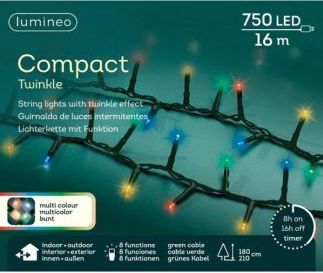 Lumineo - LED Compact Lights - Twinkel Effect - Multikleur - 750 Bulbs - Voor Buiten