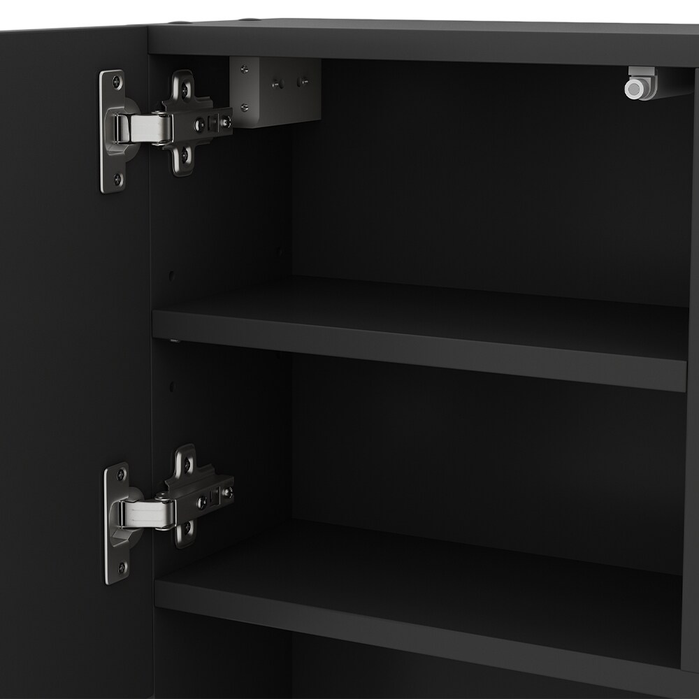 Vicco Spiegelschrank Badspiegel Wandspiegel Edge Schwarz Weiß modern 54x55 cm Badezimmer Schrank Badschrank Badezimmermöbel Badmöbel 2 Türen