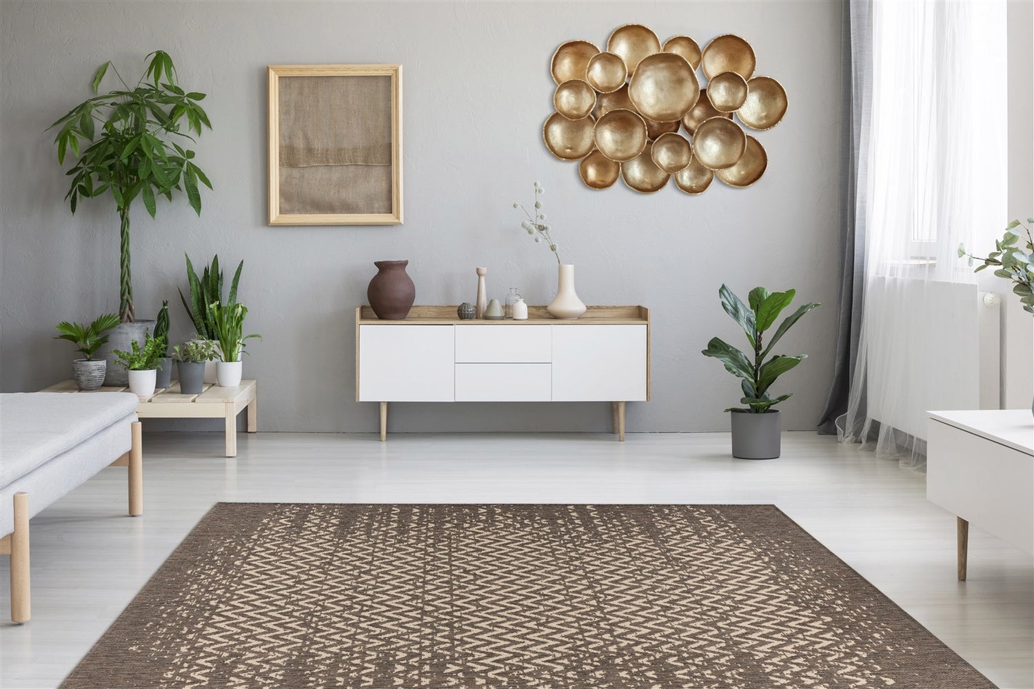 Silkaria platgeweven tapijt, bruin/crème, modern, 120 x 170 cm