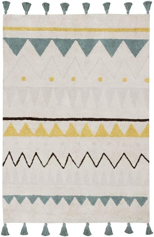 Lorena Canals - Ethnischer Waschbarer Teppich hellblauer Baumwolle Azteque 120 x 160 cm