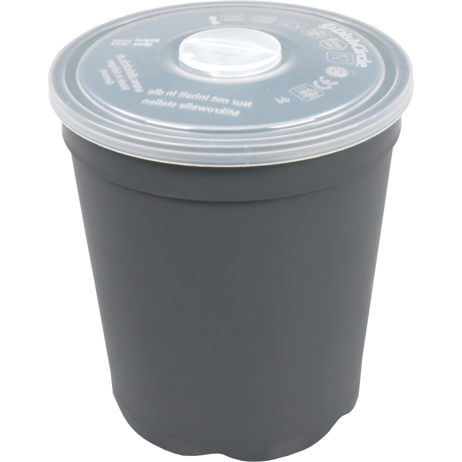DishCircle, Soepbeker, incl. deksel, PP, reusable, 480ml, grijs/transparant