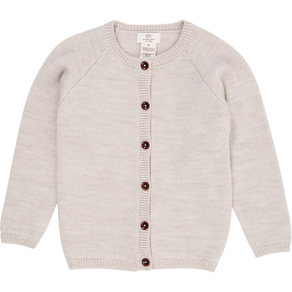 Pale Cream Melange Merino Strikket Cardigan