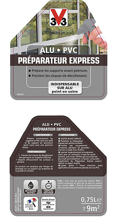 Spray préparateur de surface extérieur express alu et pvc V33 Expert 0,75L