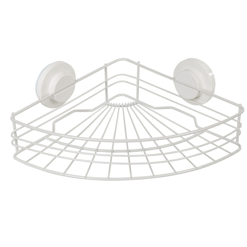 Étagère de douche panier d'angle à ventouse blanc