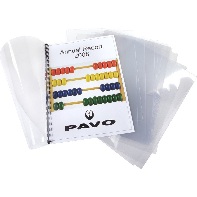 Couverture de reliure PAVO plastique 20/100 transparent - Paquet de 100